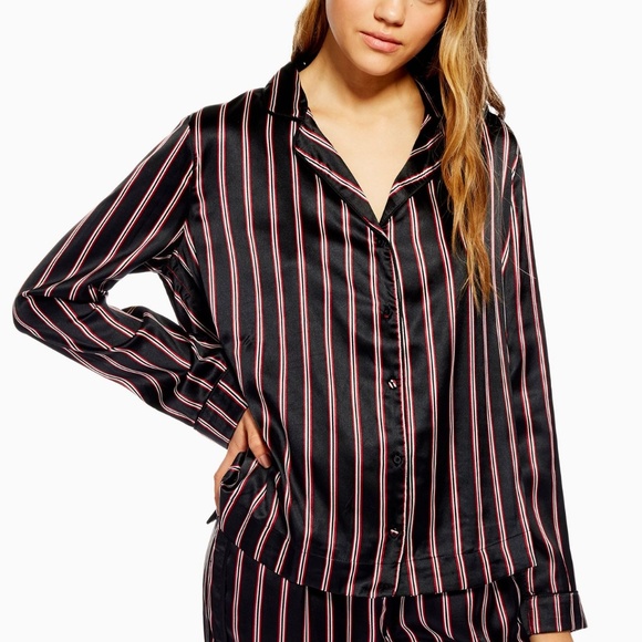 Topshop Other - Topshop Pajama Top Black Red White Striped Small